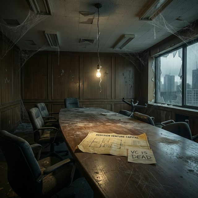 Broken boardroom representing a structural design lab for a new VC model