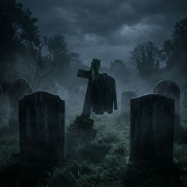 Atmospheric graveyard representing the death of traditional VC